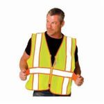 PIP® 302-USV5-LY 302-USV5 2-Tone Expandable Safety Vest, Universal, Hi-Viz Lime Yellow, Polyester Mesh, Zipper Closure