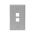 QuickPort® 41080-2GP Standard Size Wallplate, 1 Gang, 4.53 in H x 2.77 in W, Plastic, Gray