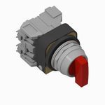 Allen-Bradley 800TC-24JR17KB7AX 800T PB, 30mm Selector Switch, 3 Pos Selector Switch, 24V AC/DC, Knob Lever Type, Red, Maint, KB7 Cam, KB7 Cam, 24V AC/DC, Finger Guards on Terminals, Incandescent Lamp, 1 NO 1 NC Std Contacts, Knob Lever Maint