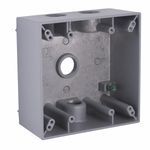 BELL® 5335-0 Deep Weatherproof Box, Die Cast Aluminum, 31 cu-in Capacity, 2 Gangs, 4 Outlets, 4-1/2 in H x 4-1/2 in W x 2 in D Dimensions