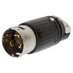 Wiring Device-Kellems Twist-Lock® CS8365C Grounding Locking Plug, 250 VAC, 50 A, 3 Pole, 4 Wires, Black