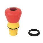 Rockwell 800FP-LMT44PN5RX02S 800F PB, 22mm Twist To Release E Stop, 40 mm Twist to Release Lit, 2 N.C., 2 N.C., Self Monitoring, Red LED, Red, Integrated LED Module, Plastic, 120VAC/DC, 120VAC, Screw Contact Block, Plastic Latch Mount, No Screw