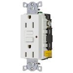 Wiring Device-Kellems Circuit Guard® GF15WLA Grounding GFCI Receptacle With LED Indicator, 125 VAC, 15 A, 2 Pole, 3 Wires, White