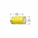Wiring Device-Kellems Elastogrip® HBL1533 Dusttight Female Grounding Standard Straight Blade Connector, 125 VAC, 20 A, 2 Pole, 3 Wires, Yellow