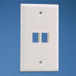 Panduit® NetKey™ NK2FNIW Flat Vertical Faceplate, 1 Gang, 2 Ports, Keystone Module, Flush Mount, ABS