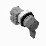 Allen-Bradley 800TC-HG11A2 800T PB, 30mm Selector Switch, 2 Position Selector Switch, Std Cam, Finger Guards on Terminals, 2 NO Std Contacts, Wing Lever Maintained, Gray, Device with Packaging
