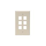 QuickPort® 41080-6IP Standard Size Wallplate, 1 Gang, 4-1/2 in H x 2-3/4 in W, Plastic, Ivory