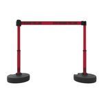 Banner Stakes PL4295 PLUS Barrier Set X2, Red "Stay Behind the Line", Includes: 2 PLUS Stanchions, 2 PLUS Bases, 1 PLUS Banner Head, 1 PLUS Receiver Head, Belt Length 15 ft, Suitable for Indoor/Outdoor Use
