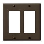 Decora® 80409 Standard Wallplate, 2 Gangs, 4-7/8 in H x 5-3/8 in W, Nylon, Brown