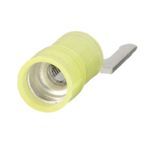 Panduit® Pan-Term® PNF10-10LF-L Locking Fork Terminal, 12 to 10 AWG Conductor, 1.05 in L, Funnel/Grip Sleeve/Serrated Barrel, Copper, Yellow