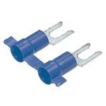 Panduit® Pan-Term® Reel Smart™ PV14-10LFB-3K PV-LF Insulated Fork Terminal, 16 to 14 AWG Conductor, 0.92 in L, Butted Seam Barrel, Copper, Blue