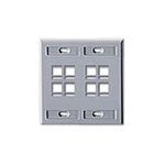 QuickPort® 42080-8GP Standard Wallplate, 2 Gangs, Plastic, Gray