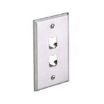 Panduit® Mini-Com® CFP2SY Flat Vertical Faceplate, 1 Gang, 2 Ports, Mini-Com® Module, Flush Mount, Stainless Steel