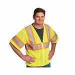 PIP® 303-HSVP-LY-L 303-HSVP 2-Tone Safety Vest, L, Hi-Viz Lime Yellow, Polyester, Zipper Closure, 2 Pockets