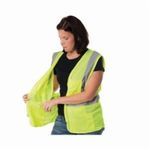 PIP® 302-MVGZ4PLY-L 302-MVGZ4P Safety Vest, L, Hi-Viz Lime Yellow, Polyester, Zipper Closure, 4 Pockets, ANSI Class: 2