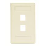 Bryant Electric iSTATION™ IFP12LA Rear Load Keystone Faceplate With Label Fields, 1 Gang, 2 Ports, Voice/Data/Video Module, Flush Mount, Thermoplastic