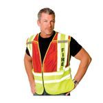 PIP® 302-PSV-RED-2X/5X Public Safety Vest With FIRE Logo, 2XL/5XL, Hi-Viz Lime Yellow/Red, Polyester, Zipper Closure, 2 Pockets, ANSI Class: Class 2, Specifications Met: ANSI 107 Type P
