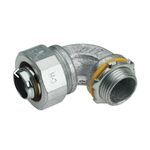 Crouse-Hinds Liquidator™ LTB10090GC Insulated Liquidtight Conduit Connector With Locknut, 1 in Trade, 90 deg Angle, Malleable Iron, Electroplated Zinc