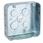 RACO® 247 Square Box, Steel, 29.5 cu-in Capacity, 17 Knockouts, 4.688 in H x 4.688 in W x 1.5 in D Dimensions
