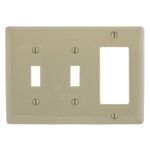 Wiring Device-Kellems NPJ226I Mid-Size Combination Wallplate, 3 Gangs, 4.88 in H x 6.75 in W x 0.25 in D, Nylon, Ivory