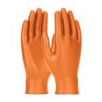 Grippaz® 67-256/L Powder Free Gloves With Textured Fish Scale Grip, L, Nitrile, Orange, 6 mil THK