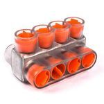 Homac® CSB-350-4 2-Way 4-Outlet Encapsulated Multi-Tap Cable Block, Aluminum/Copper/Stranded Conductor, Aluminum