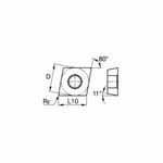 Kennametal® CPMT3252FP High Performance Screw-On Turning Insert, CPMT Insert, Material Grade: K, P, 80 deg Diamond Shape, Positive Rake, Carbide, Manufacturer's Grade: KCP25B