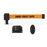 Banner Stakes PL4120 PLUS Wall Mount System, Orange "Danger-Forklift Traffic", Includes: 1 PLUS Wall Mount Kit, 1 PLUS Banner Head, Belt Length 15 ft, Suitable for Indoor/Outdoor Use