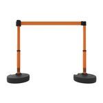 Banner Stakes PL4203 PLUS Barrier Set X2, Blank Orange Banner, Includes: 2 PLUS Stanchions, 2 PLUS Bases, 1 PLUS Banner Head, 1 PLUS Receiver Head, Belt Length 15 ft, Suitable for Indoor/Outdoor Use