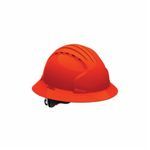 JSP® Evolution® 280-EV6161-OR Deluxe 6151 Full Brim Non-Vented Standard Hard Hat, Fits Minimum Hat Size: 20-7/8 in, Fits Maximum Hat Size: 25 in, HDPE, 6-Point Suspension, ANSI Electrical Class Rating: Class E, ANSI Impact Rating: Type 1