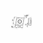 Kennametal® CCMT3252MF High Performance Screw-On Turning Insert, CCMT Insert, Material Grade: K, P, 80 deg Diamond Shape, Positive Rake, Carbide, Manufacturer's Grade: KCP25B