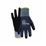 Boss® Tech® 1UH7830L General Purpose Gloves With Color Coded Hem, Coated, L, PU Palm, Foam Nitrile/Nylon/Spandex®, Black/Gray, Knit Wrist Cuff, Nitrile Coating, Seamless