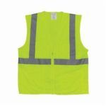 PIP® 302-MVGZ4PLY-L 302-MVGZ4P Safety Vest, L, Hi-Viz Lime Yellow, Polyester, Zipper Closure, 4 Pockets, ANSI Class: 2