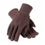 PIP® 95-809 Heavy Weight Ladies Protective Gloves, Clute Cut/Straight Thumb Style, Cotton/Jersey, Brown, Knit Wrist Cuff, Uncoated Coating, Unlined Lining