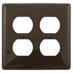 Bryant Electric NP82 Standard Wallplate, 2 Gangs, 4.63 in H x 4.69 in W, Nylon, Brown