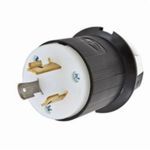 Wiring Device-Kellems Twist-Lock® Insulgrip® HBL2331 Grounding Locking Plug, 277 VAC, 20 A, 2 Pole, 3 Wires, Black/White