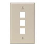 QuickPort® 41080-3IP Standard Wallplate, 1 Gang, 4.53 in H x 2.77 in W, Plastic, Ivory