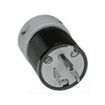 Woodhead® 5266 Safeway® AC Series Straight Blade Plug, 125 VAC, 15 A, 2 Poles, 3 Wires, Black/White