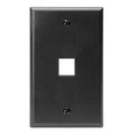 QuickPort® 41080-1EP Standard Size Wallplate, 1 Gang, 4-1/2 in H x 2-3/4 in W, Plastic, Black
