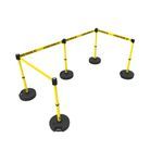 Banner Stakes PL4587 PLUS Barrier Set X5, Yellow "Authorized Personnel Only", Includes: 5 PLUS Stanchions, 5 PLUS Bases, 4 PLUS Banner Head, 1 PLUS Receiver Head, Belt Length 15 ft, Suitable for Indoor/Outdoor Use