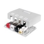PREMISE WIRING ISB4W 4-Port iSTATION™ Surface Mount Box, For Use With XCELERATOR™ Keystone Modules, iSTATION™ Audio/Video Keystone Modules, Thermoplastic, White