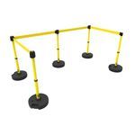 Banner Stakes PL4592 PLUS Barrier Set X5, Blank Yellow Banner, Includes: 5 PLUS Stanchions, 5 PLUS Bases, 4 PLUS Banner Head, 1 PLUS Receiver Head, Belt Length 15 ft, Suitable for Indoor/Outdoor Use