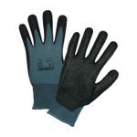 PIP® PosiGrip™ 715SBP/L Unisex General Purpose Gloves, Coated/Work, Full Finger/Seamless Style, L, Bi-Polymer Palm, Nylon, Black/Gray, Ribbed Knit Wrist Cuff, Bi-Polymer Coating