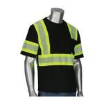 PIP® 311-1655-BK/M 2-Tone Short Sleeve Safety T-Shirt, M, Hi-Vis Black, 55% Polypropylene/45% Polyester, 26 in L