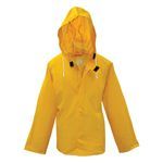 Boss® 3PR0500Y5 Premium Grade Rain Jacket, 5XL, Yellow, Polyester/PVC, Resists: Water, Adjustable Hook and Loop Hood