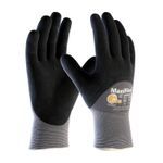 PIP® MaxiFlex® Ultimate™ 34-875/L 34-875 General Purpose Gloves, Coated, Seamless Knit Style, L, Microfoam Nitrile Palm, Nylon, Black/Gray, Continuous Knit Wrist Cuff, Microfoam Nitrile Coating, Resists: Abrasion, Cut, Puncture and Tear, Nylon Lining