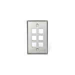 QuickPort® 43080-1S6 Standard Size Wallplate, 1 Gang, 4.5 in H x 2.78 in W, 302 Stainless Steel, Stainless Steel