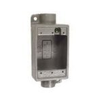 Killark® FDC-2 Type FDC Deep Feed-Through Cast Device Box, Copper-Free Aluminum, 28 cu-in Capacity, 1 Gang, 1 Outlet, 2-7/8 in H x 2-7/8 in W Dimensions