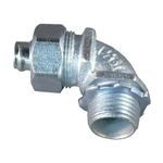 Appleton® ST-9050 Liquidtight Oiltight Raintight Conduit Connector With Plain Throat, 1/2 in Trade, For Use With Liquidtight Flexible Metallic Conduit, Malleable Iron, Electroplated Zinc/Chromate Epoxy Powder Coated