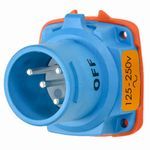MELTRIC DECONTACTOR™ 63-18076 DSN20 Switch Rated Male Inlet With Neutral, Ground, 110/125/220/250 VAC, 20 A, 2 Pole